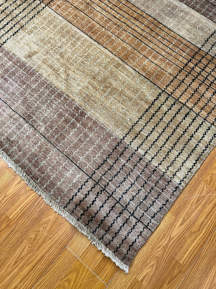 8X10 BROWN GOLD MOROCCAN HAND KNOTTED RUG-San Francisco Rugs--San Francisco Rugs