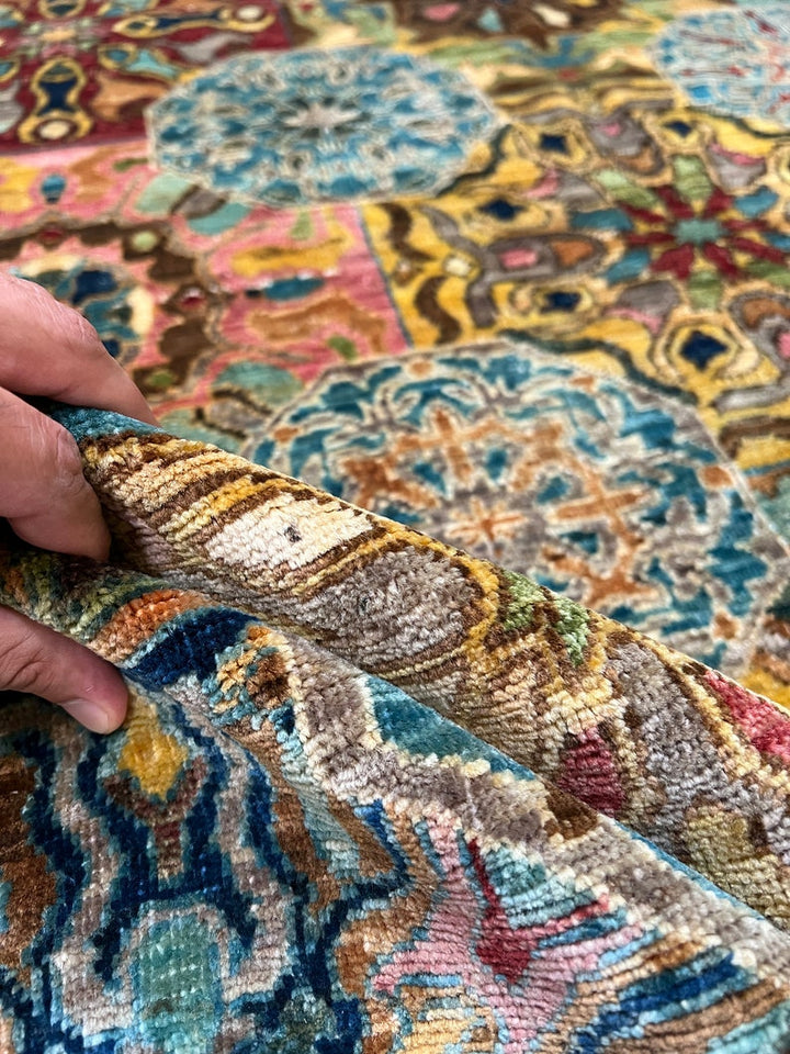 8X10 ABSTRACT FLORAL PATTERN MULTICOLOR HAND KNOTTED RUG-San Francisco Rugs--San Francisco Rugs