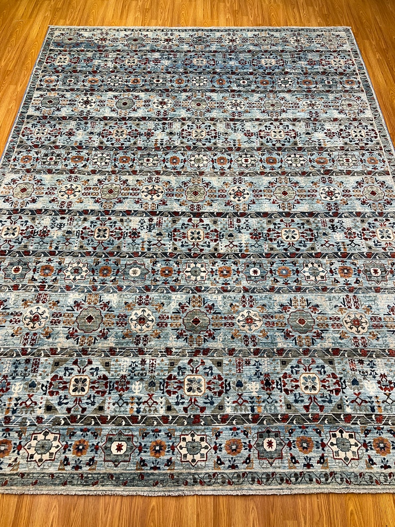Light Blue 8x11 Ft Hand Knotted Rug - High Quality Rugs - Afghan Wool Rug - Floral Design Rug - Bedroom Rug - Dining Room Rug - Home Decors-San Francisco Rugs--San Francisco Rugs