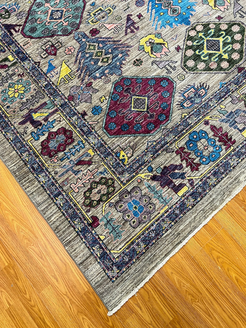Gray 8x10 Ft Hand Knotted Wool Rug - Handmade Afghan Rug - Pastel Color Rugs - Home Decor Rugs - 8x10 Bedroom Rug - Living Room Rugs-San Francisco Rugs--San Francisco Rugs