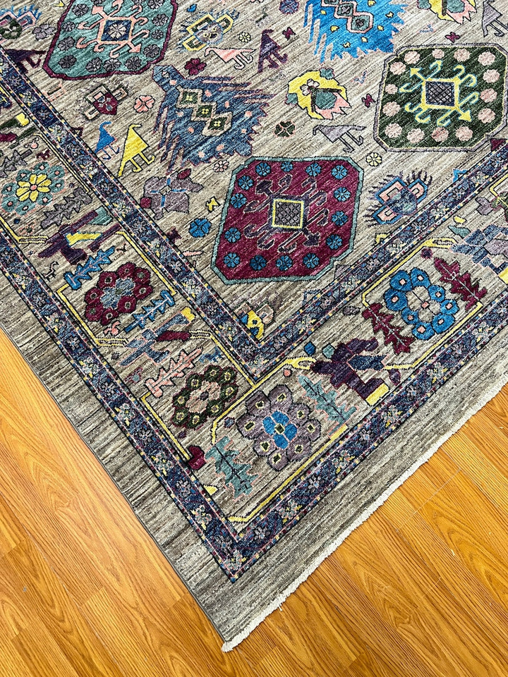 Gray 8x10 Ft Hand Knotted Wool Rug - Handmade Afghan Rug - Pastel Color Rugs - Home Decor Rugs - 8x10 Bedroom Rug - Living Room Rugs-San Francisco Rugs--San Francisco Rugs