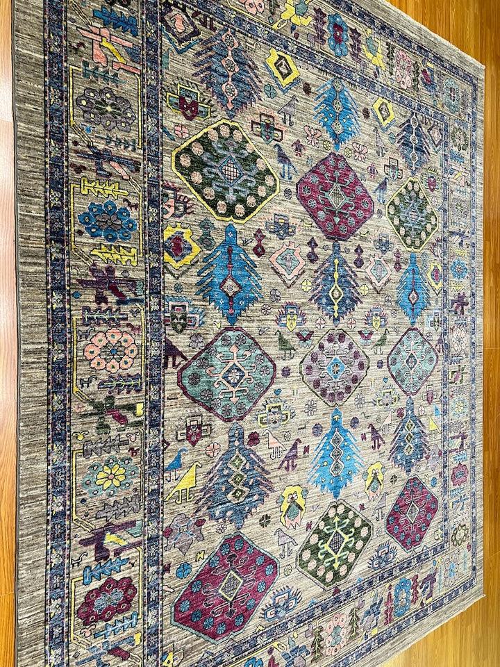Gray 8x10 Ft Hand Knotted Wool Rug - Handmade Afghan Rug - Pastel Color Rugs - Home Decor Rugs - 8x10 Bedroom Rug - Living Room Rugs-San Francisco Rugs--San Francisco Rugs