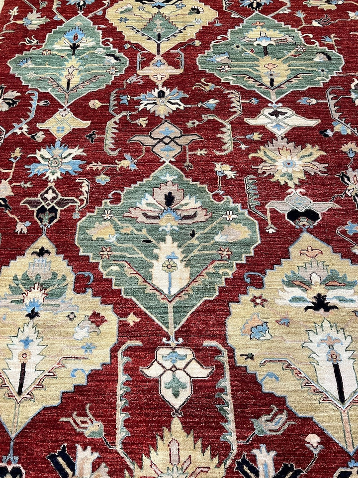 9X12 RED ARYANA AFGHAN HAND KNOTTED RUG-San Francisco Rugs--San Francisco Rugs