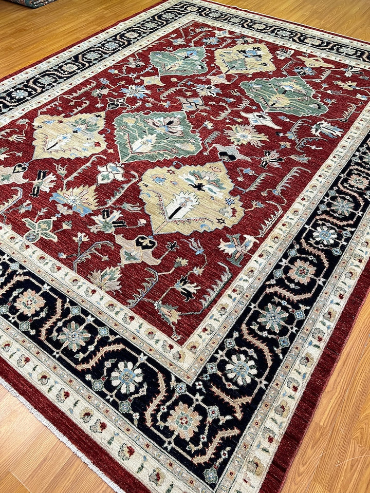 9X12 RED ARYANA AFGHAN HAND KNOTTED RUG-San Francisco Rugs--San Francisco Rugs