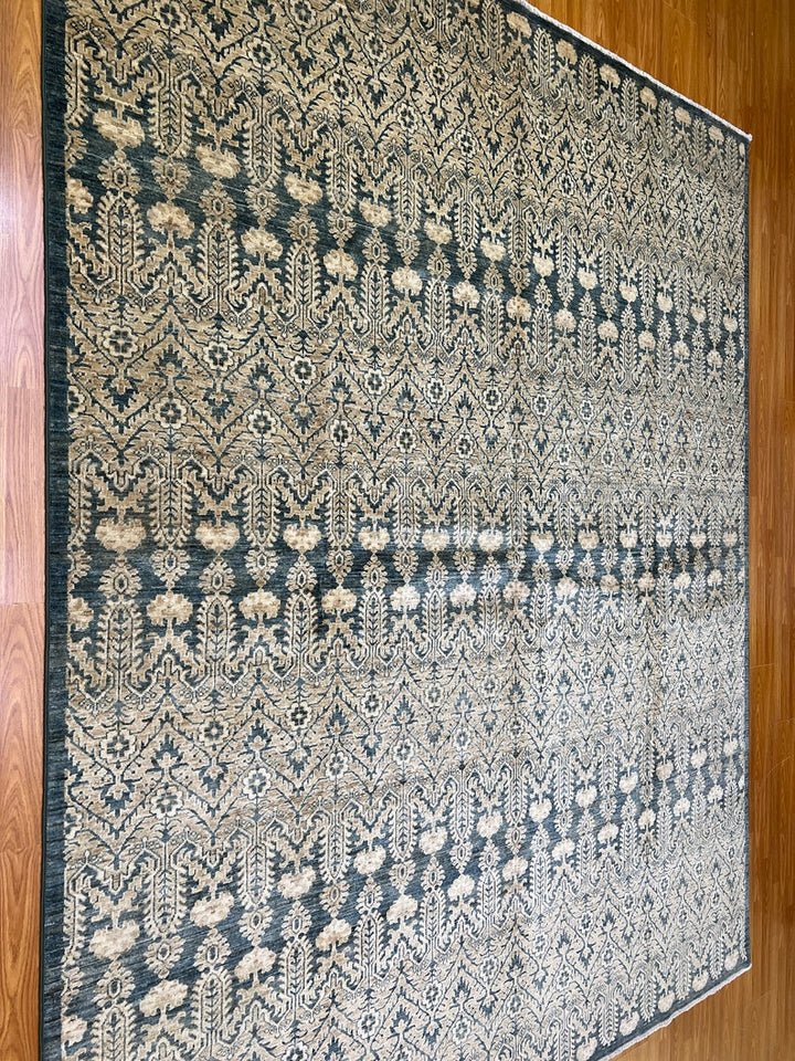 Beige Green 8x10 Ft Hand Knotted Transitional Rug - Afghan Wool Rug - Handmade Area Rug - Bedroom Rug - Dining Room Rug - Home Decor Rugs-San Francisco Rugs--San Francisco Rugs