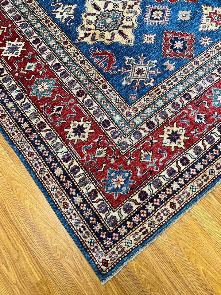 Blue Red 8'2x10'7 Ft Hand Knotted Afghan Rug - Tribal Design Rug - Handmade Wool Rug - Area Rug For Bedroom - Dining Room Rug - Home Decors-San Francisco Rugs--San Francisco Rugs