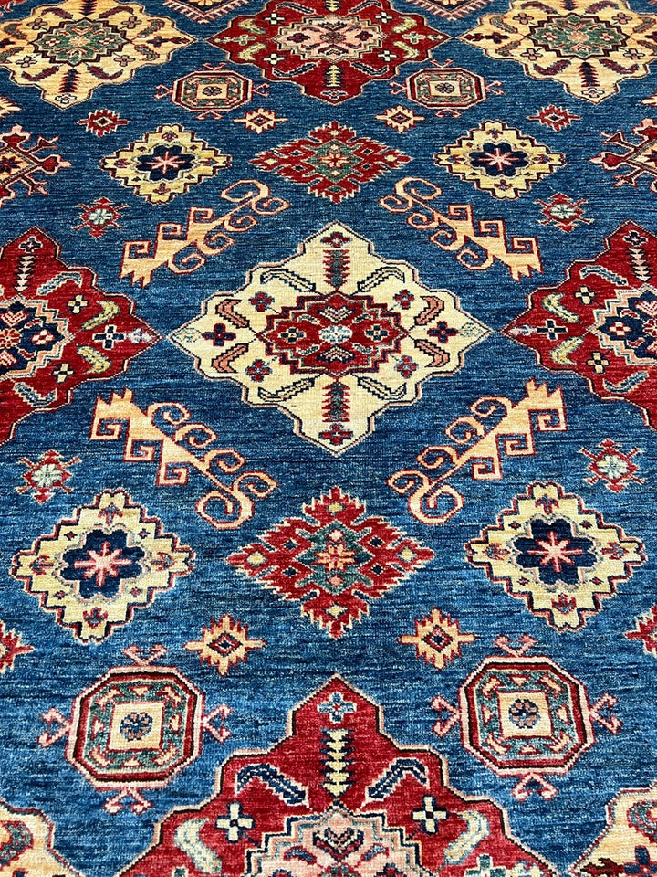 Blue Red 8'2x10'7 Ft Hand Knotted Afghan Rug - Tribal Design Rug - Handmade Wool Rug - Area Rug For Bedroom - Dining Room Rug - Home Decors-San Francisco Rugs--San Francisco Rugs