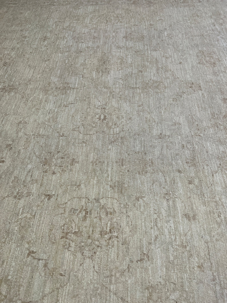 9X12 MUTED BEIGE WASHED OUT HAND KNOTTED AFGHAN RUG-San Francisco Rugs--San Francisco Rugs
