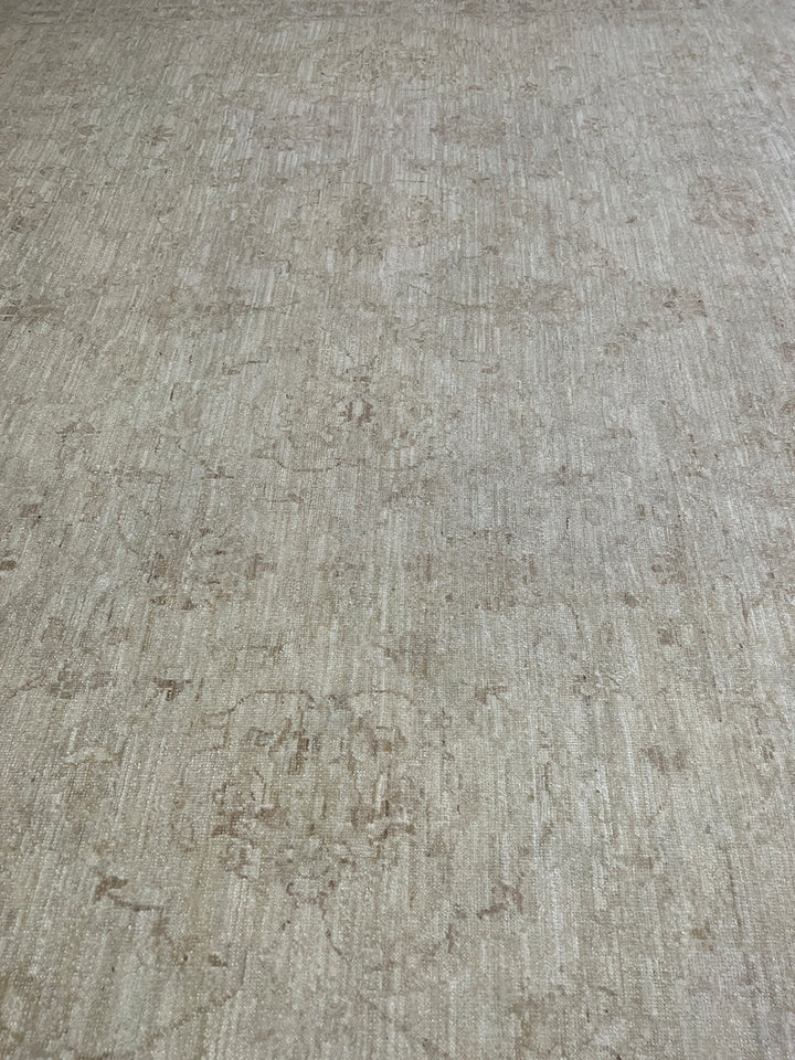 9X12 MUTED BEIGE WASHED OUT HAND KNOTTED AFGHAN RUG-San Francisco Rugs--San Francisco Rugs