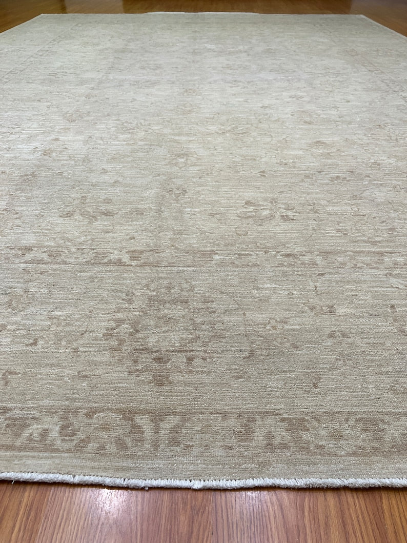 9X12 MUTED BEIGE WASHED OUT HAND KNOTTED AFGHAN RUG-San Francisco Rugs--San Francisco Rugs
