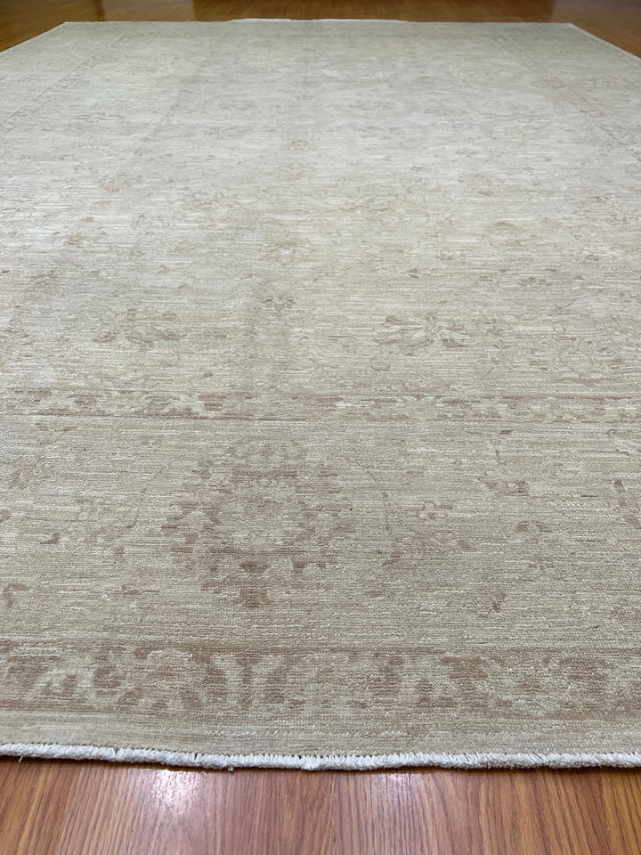 9X12 MUTED BEIGE WASHED OUT HAND KNOTTED AFGHAN RUG-San Francisco Rugs--San Francisco Rugs