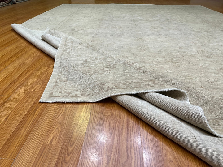 9X12 MUTED BEIGE WASHED OUT HAND KNOTTED AFGHAN RUG-San Francisco Rugs--San Francisco Rugs