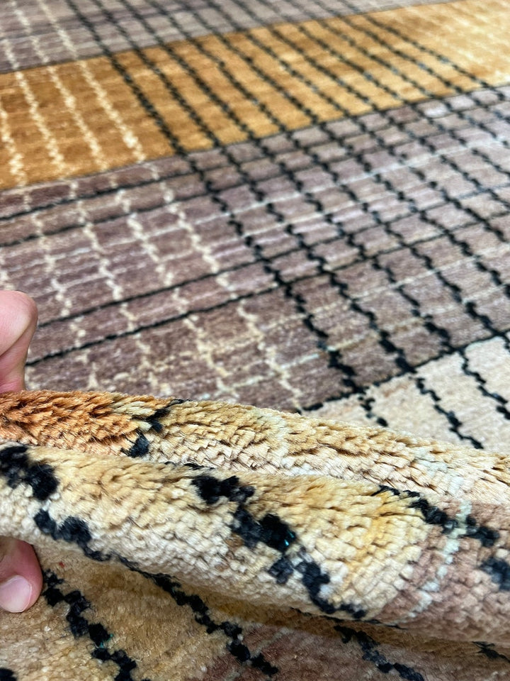 8X10 BROWN GOLD MOROCCAN HAND KNOTTED RUG-San Francisco Rugs--San Francisco Rugs
