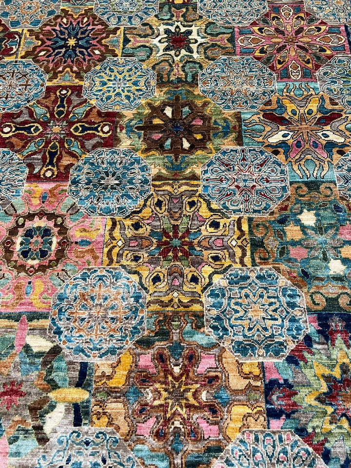 8X10 ABSTRACT FLORAL PATTERN MULTICOLOR HAND KNOTTED RUG-San Francisco Rugs--San Francisco Rugs