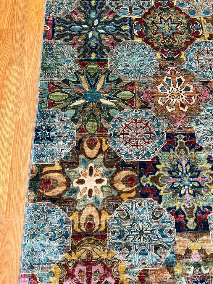 8X10 ABSTRACT FLORAL PATTERN MULTICOLOR HAND KNOTTED RUG-San Francisco Rugs--San Francisco Rugs