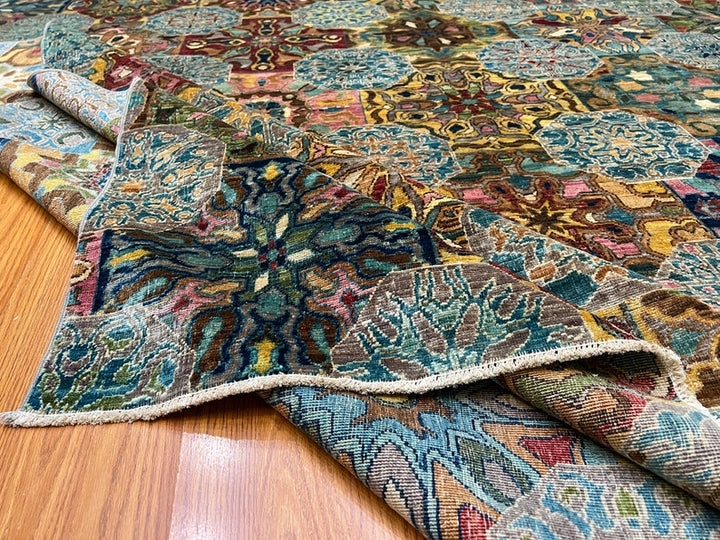 8X10 ABSTRACT FLORAL PATTERN MULTICOLOR HAND KNOTTED RUG-San Francisco Rugs--San Francisco Rugs