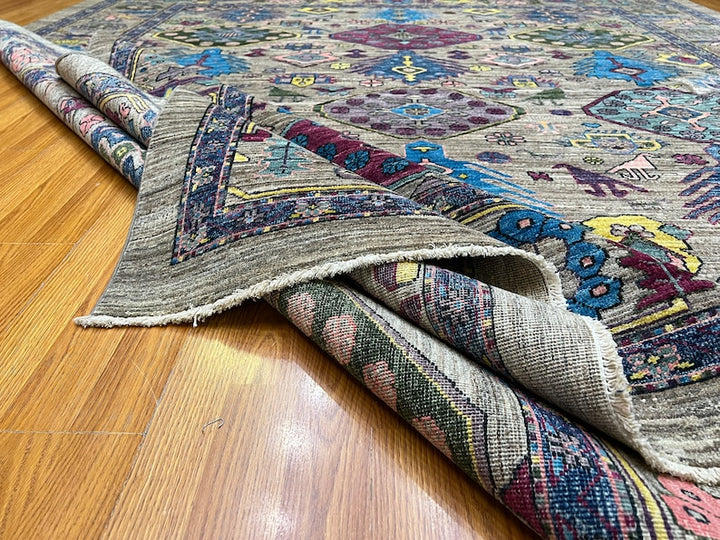 Gray 8x10 Ft Hand Knotted Wool Rug - Handmade Afghan Rug - Pastel Color Rugs - Home Decor Rugs - 8x10 Bedroom Rug - Living Room Rugs-San Francisco Rugs--San Francisco Rugs