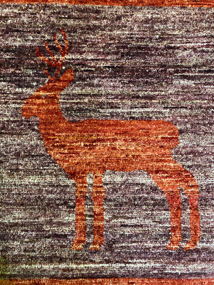 Hand Knotted Small 2x2 Deer Print Rug - Soft Afghan Wool Rug - Doormat Rug - Home Decor Small Area Rug - 60x60 cm-San Francisco Rugs--San Francisco Rugs