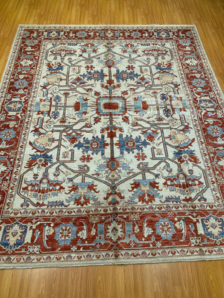 8X10 BEIGE MAHAL DESIGN HAND KNOTTED AFGHAN RUG-San Francisco Rugs--San Francisco Rugs