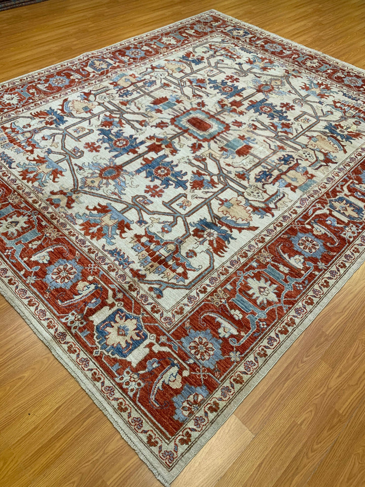 8X10 BEIGE MAHAL DESIGN HAND KNOTTED AFGHAN RUG-San Francisco Rugs--San Francisco Rugs