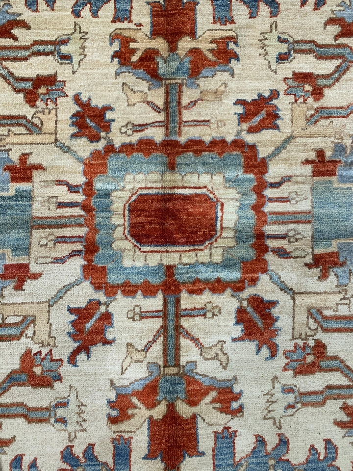 8X10 BEIGE MAHAL DESIGN HAND KNOTTED AFGHAN RUG-San Francisco Rugs--San Francisco Rugs