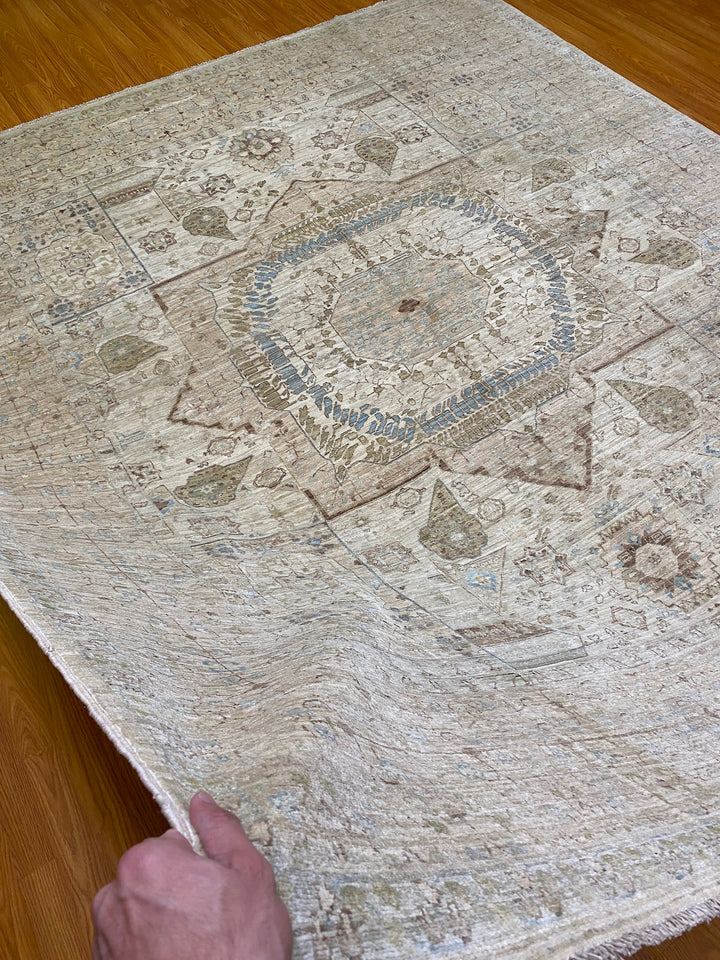 8X10 BEIGE TURKISH MAMLUK HAND KNOTTED RUG-San Francisco Rugs--San Francisco Rugs