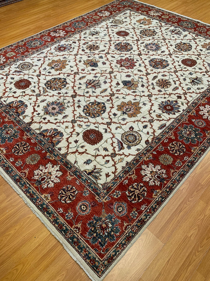 8X10 BEIGE MAHAL DESIGN HAND KNOTTED FGHAN RUG-San Francisco Rugs--San Francisco Rugs