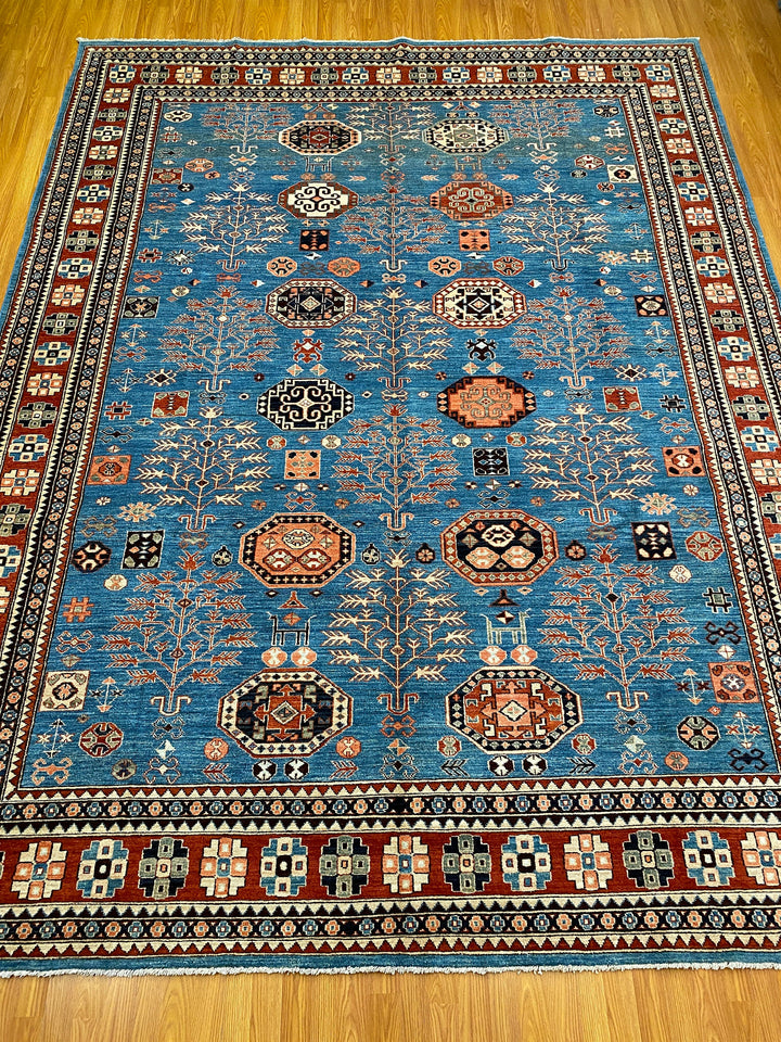 9X11 BLUE TRIBAL MAHAL DESIGN HAND KNOTTED RUG-San Francisco Rugs--San Francisco Rugs