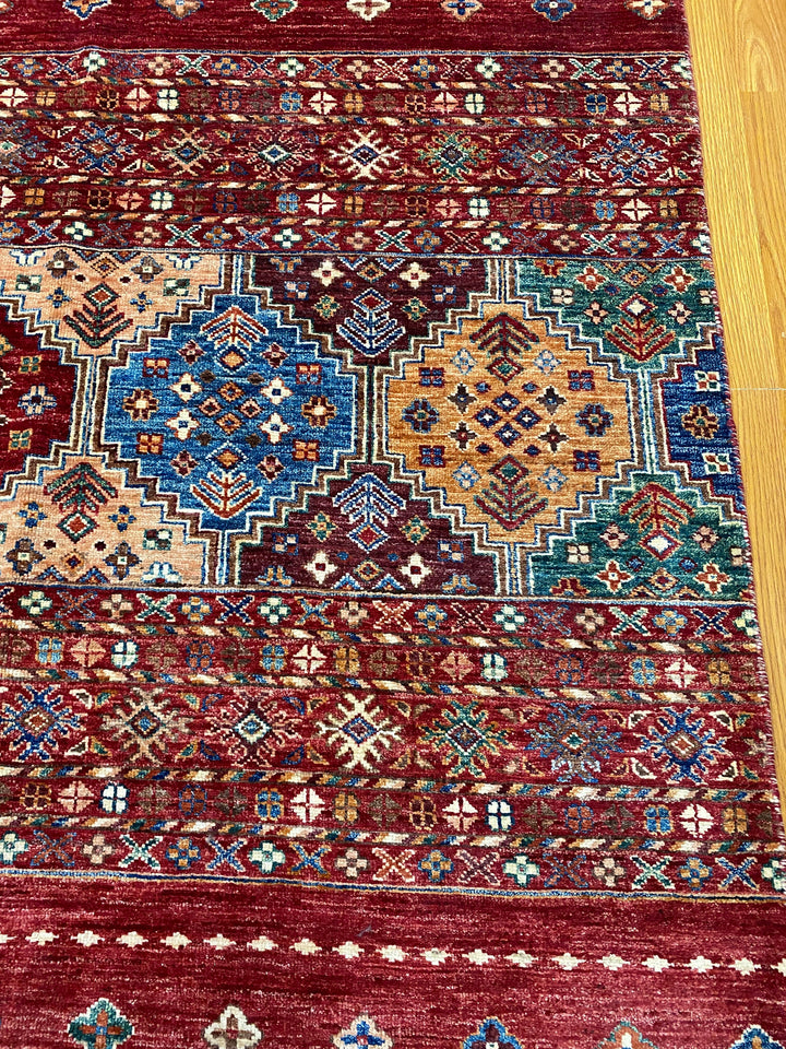 9X12 RED KHORJIN HAND KNOTTED TRIBAL RUG-San Francisco Rugs--San Francisco Rugs