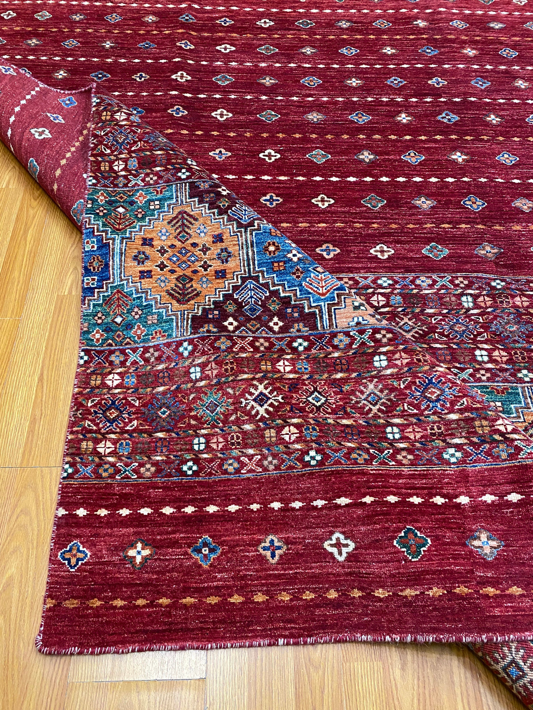 9X12 RED KHORJIN HAND KNOTTED TRIBAL RUG-San Francisco Rugs--San Francisco Rugs