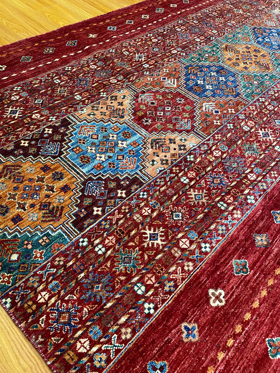 9X12 RED KHORJIN HAND KNOTTED TRIBAL RUG-San Francisco Rugs--San Francisco Rugs