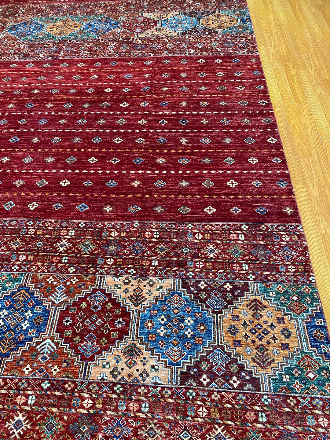 9X12 RED KHORJIN HAND KNOTTED TRIBAL RUG-San Francisco Rugs--San Francisco Rugs