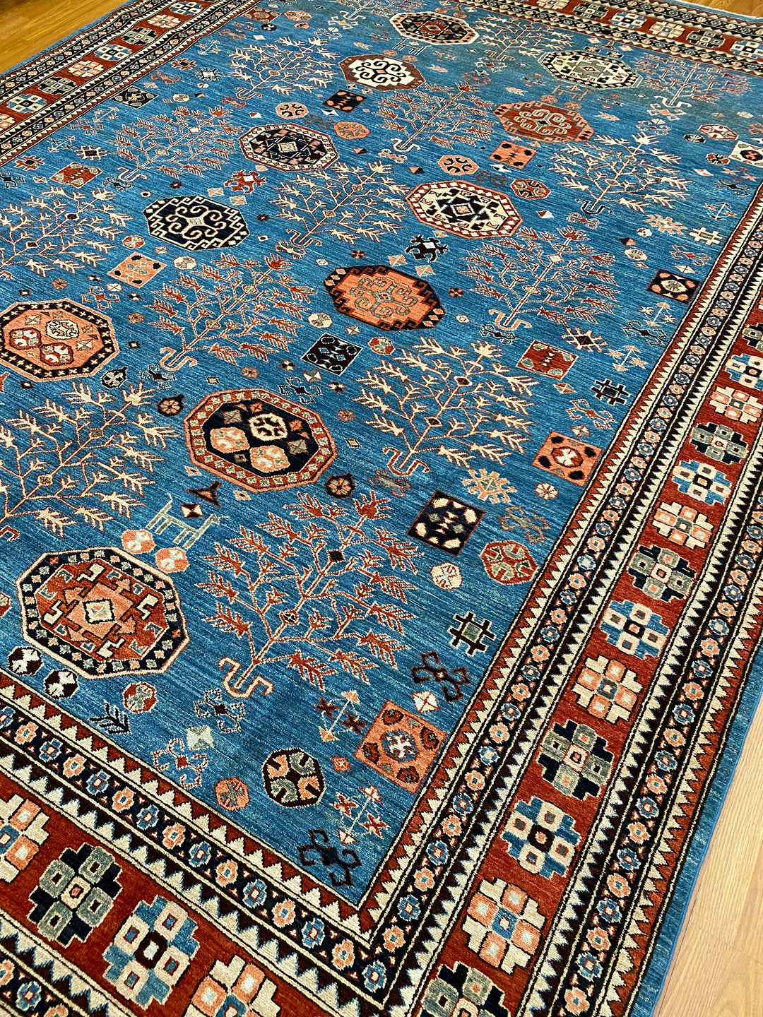 9X11 BLUE TRIBAL MAHAL DESIGN HAND KNOTTED RUG-San Francisco Rugs--San Francisco Rugs