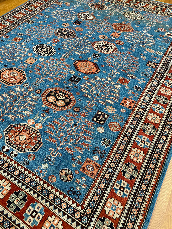 9X11 BLUE TRIBAL MAHAL DESIGN HAND KNOTTED RUG-San Francisco Rugs--San Francisco Rugs