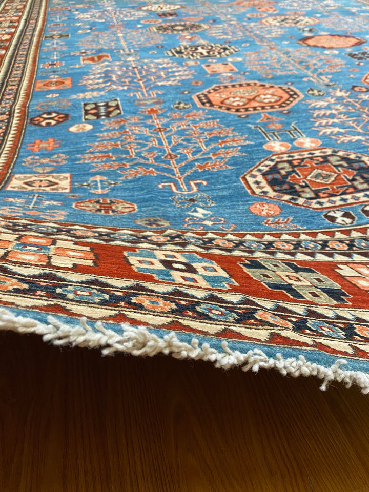 9X11 BLUE TRIBAL MAHAL DESIGN HAND KNOTTED RUG-San Francisco Rugs--San Francisco Rugs