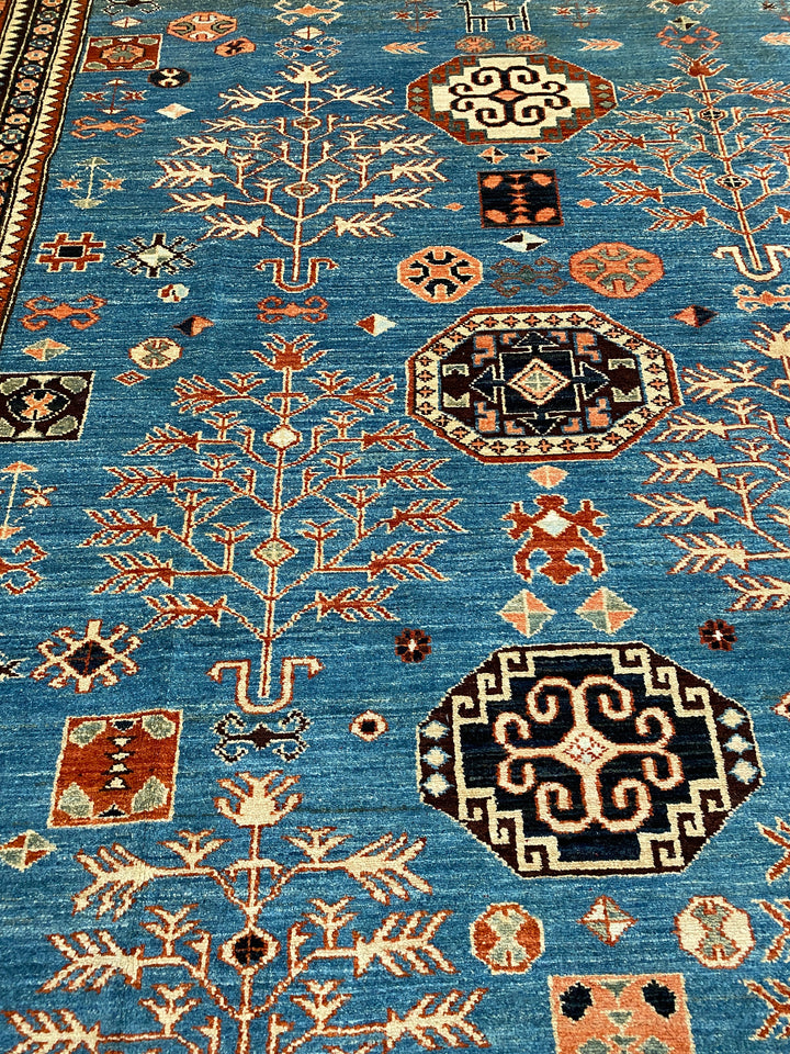 9X11 BLUE TRIBAL MAHAL DESIGN HAND KNOTTED RUG-San Francisco Rugs--San Francisco Rugs
