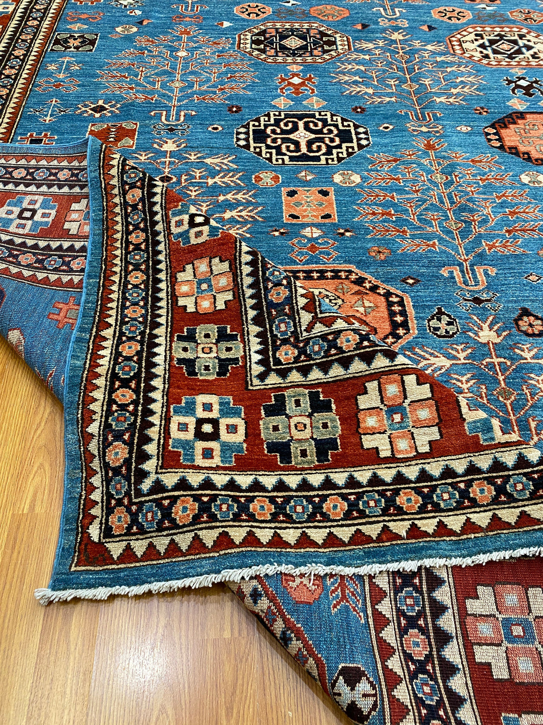 9X11 BLUE TRIBAL MAHAL DESIGN HAND KNOTTED RUG-San Francisco Rugs--San Francisco Rugs