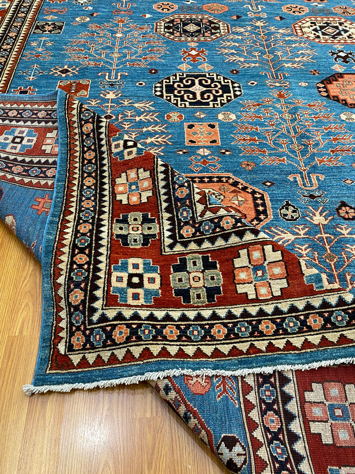 9X11 BLUE TRIBAL MAHAL DESIGN HAND KNOTTED RUG-San Francisco Rugs--San Francisco Rugs