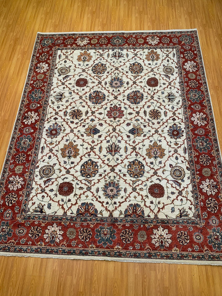 8X10 BEIGE MAHAL DESIGN HAND KNOTTED FGHAN RUG-San Francisco Rugs--San Francisco Rugs