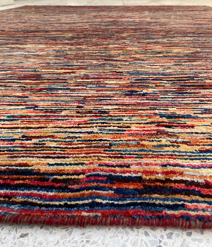 9X12 RED MULTICOLOR MODERN HAND KNOTTED RUG-San Francisco Rugs--San Francisco Rugs