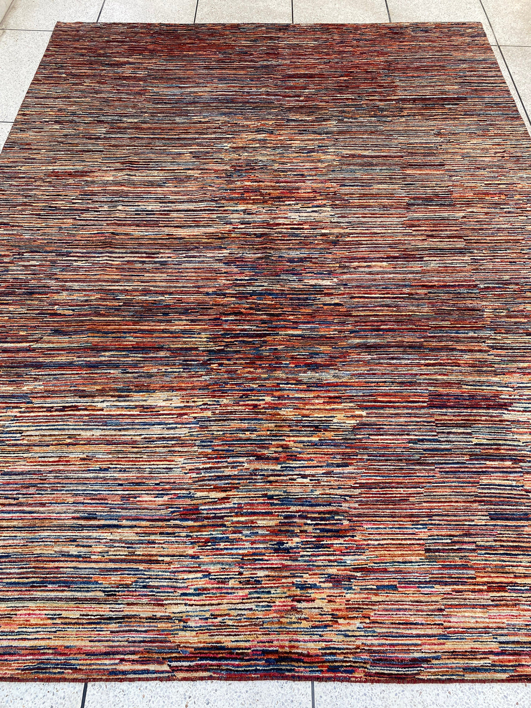 9X12 RED MULTICOLOR MODERN HAND KNOTTED RUG-San Francisco Rugs--San Francisco Rugs