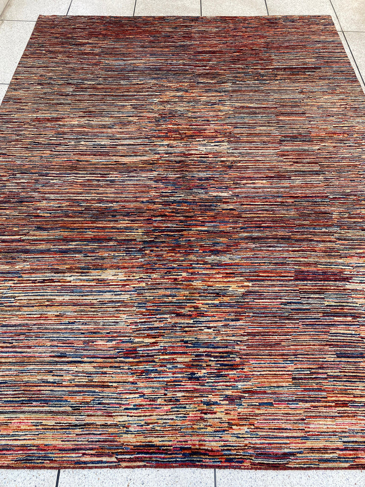 9X12 RED MULTICOLOR MODERN HAND KNOTTED RUG-San Francisco Rugs--San Francisco Rugs