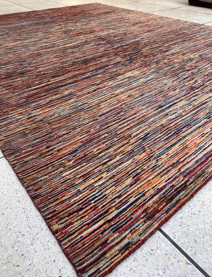 9X12 RED MULTICOLOR MODERN HAND KNOTTED RUG-San Francisco Rugs--San Francisco Rugs