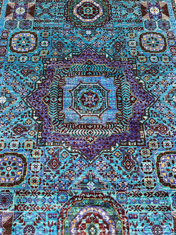 Indigo, Blue 5x7 ft Hand Knotted Turkish Ottoman, Mamluk Rug - Afghan Wool Rug - Area Rug For Bedroom, Dining - Kitchen Rug - Office Rug-San Francisco Rugs--San Francisco Rugs