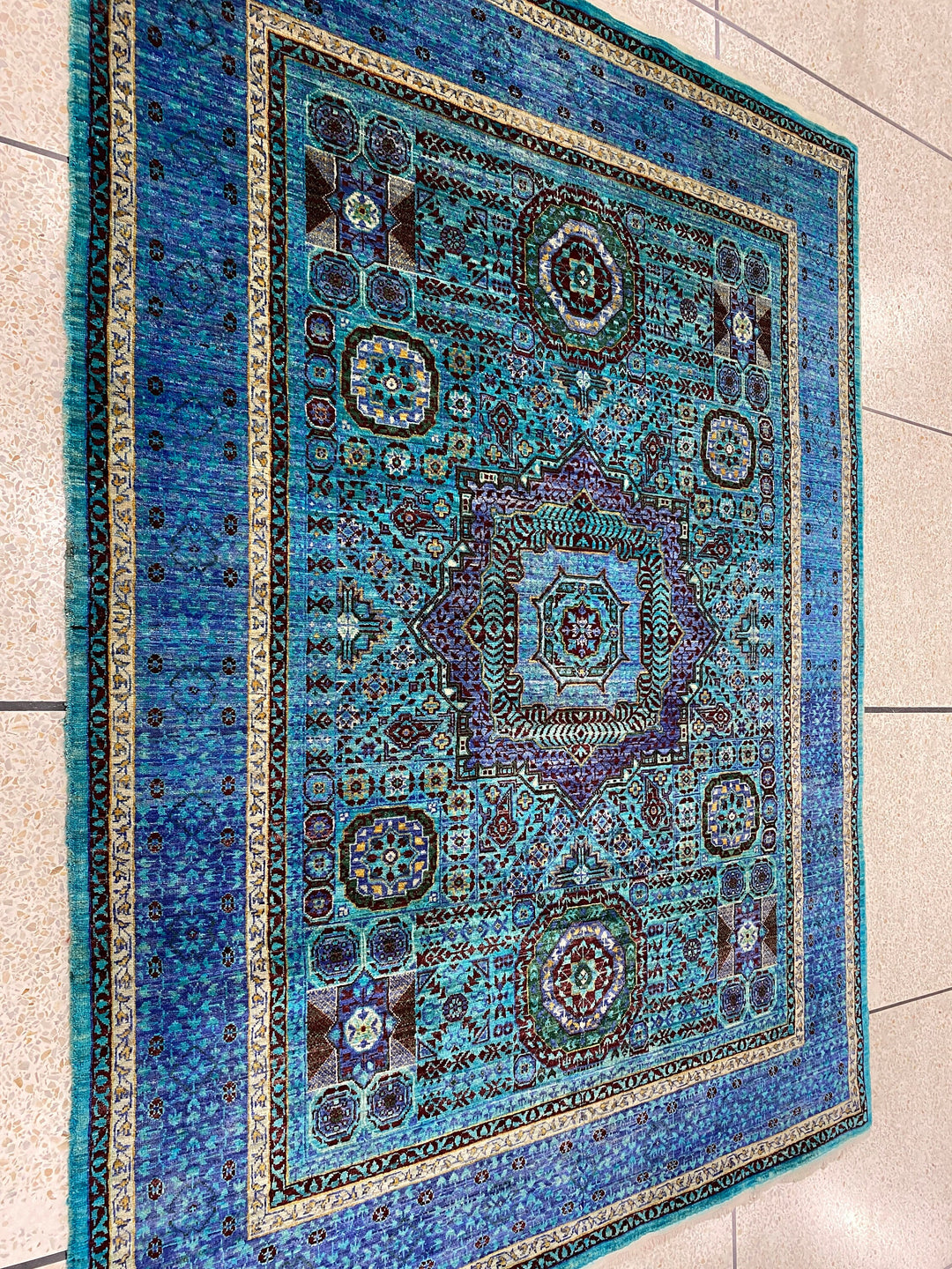 Indigo, Blue 5x7 ft Hand Knotted Turkish Ottoman, Mamluk Rug - Afghan Wool Rug - Area Rug For Bedroom, Dining - Kitchen Rug - Office Rug-San Francisco Rugs--San Francisco Rugs