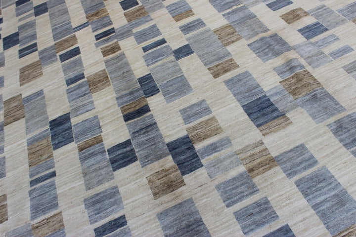 9X12 CHECKERED BOX CONTEMPORARY HAND KNOTTED AFGHAN RUG-San Francisco Rugs--San Francisco Rugs