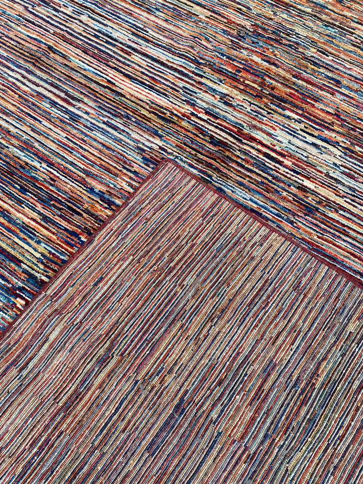 9X12 RED MULTICOLOR MODERN HAND KNOTTED RUG-San Francisco Rugs--San Francisco Rugs