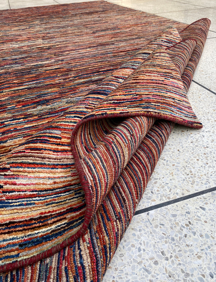 9X12 RED MULTICOLOR MODERN HAND KNOTTED RUG-San Francisco Rugs--San Francisco Rugs