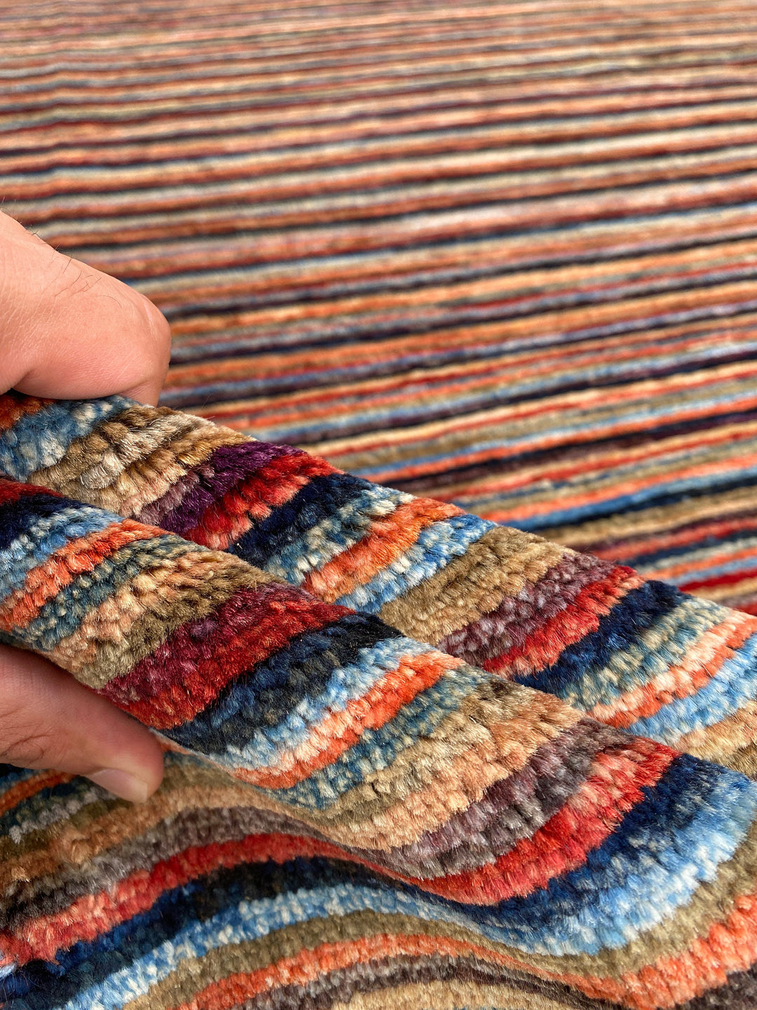 8X10 MULTICOLOR STRIPED HAND KNOTTED RUG-San Francisco Rugs--San Francisco Rugs