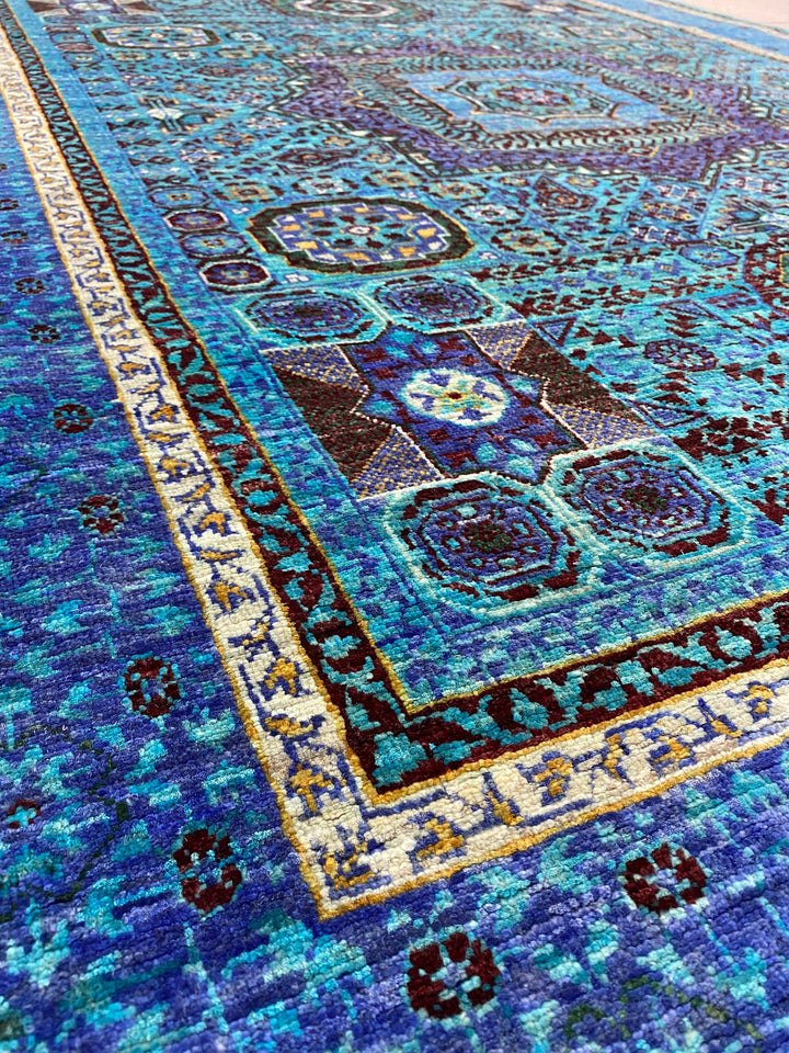 Indigo, Blue 5x7 ft Hand Knotted Turkish Ottoman, Mamluk Rug - Afghan Wool Rug - Area Rug For Bedroom, Dining - Kitchen Rug - Office Rug-San Francisco Rugs--San Francisco Rugs